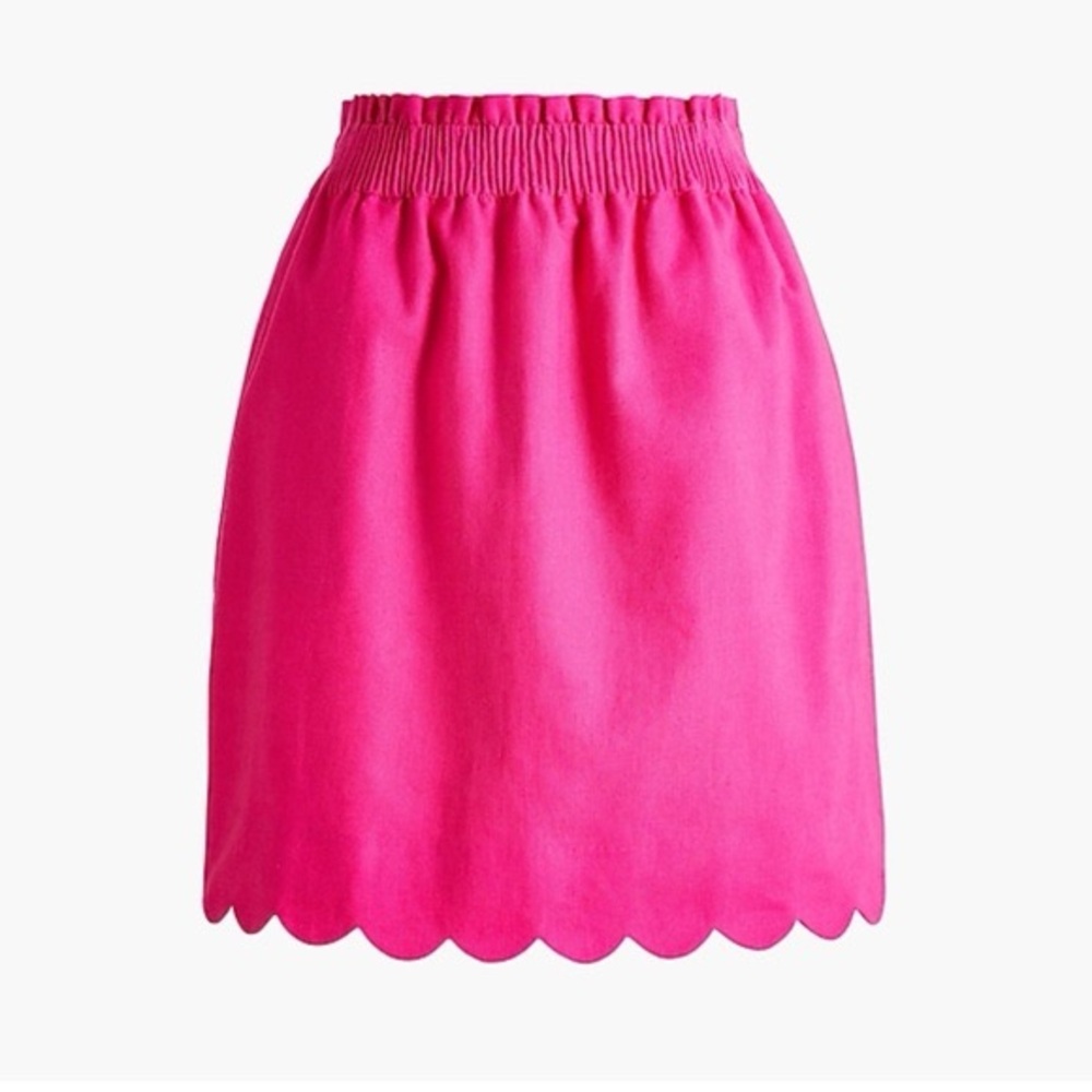 J. Crew Hot Pink Scalloped Linen Blend Mini Skirt